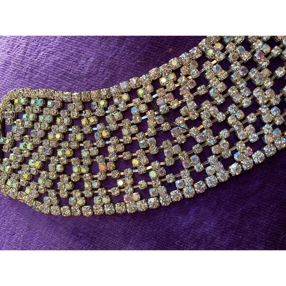 vintage style rhinestone choker statement necklace a b crystal cocktail new year - Picture 9 of 9